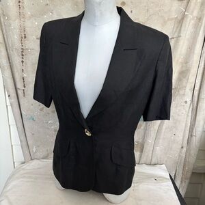 MaxMara Black Short Sleeve Linen Blazer